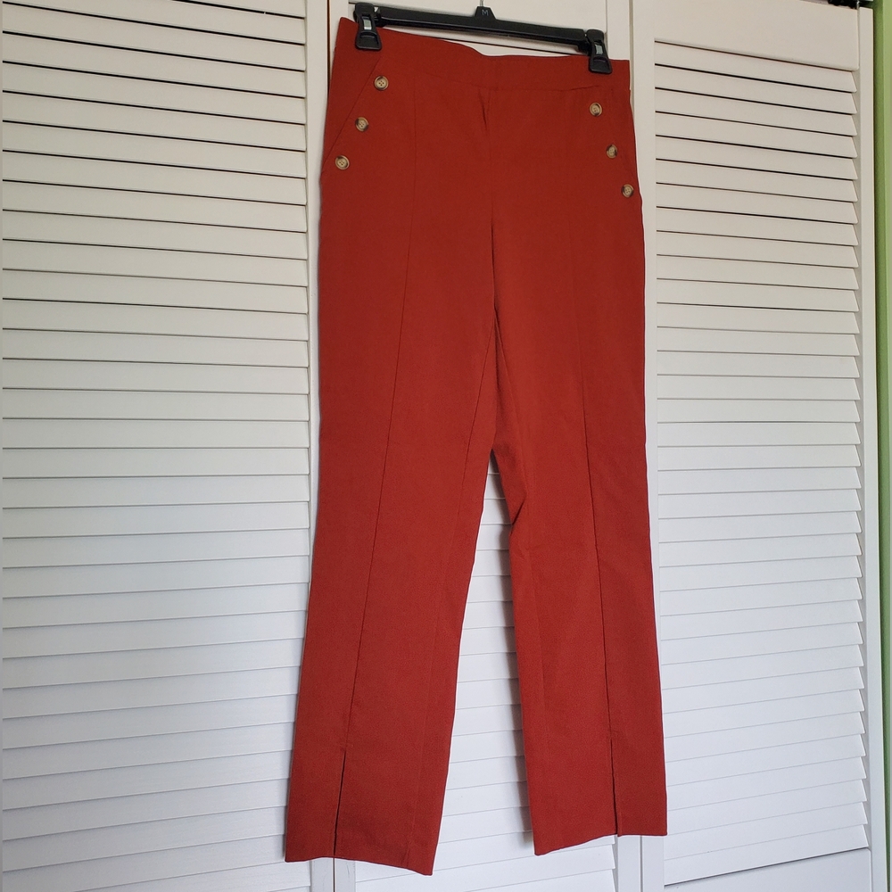 🍋 Joe B High-Waisted Brick Red Dress Pants